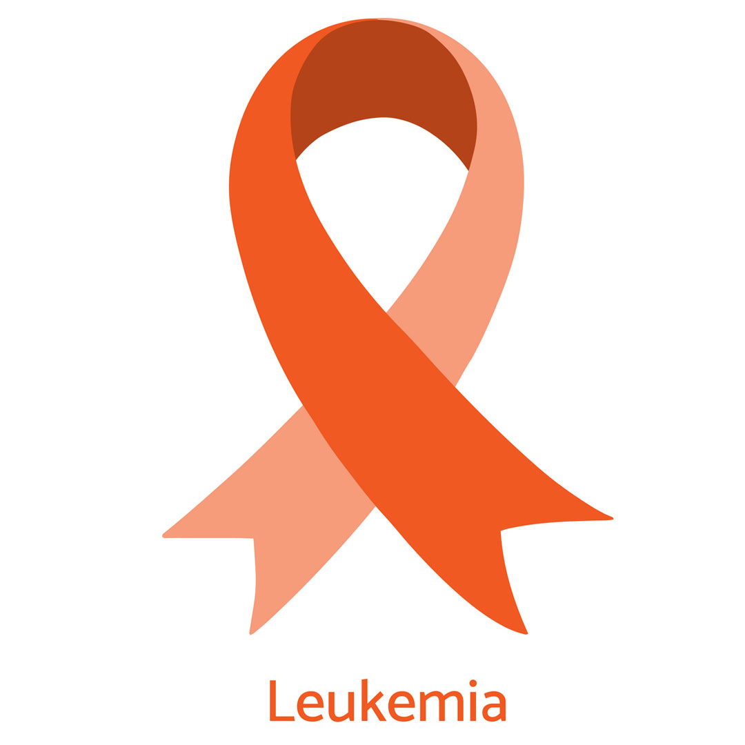 Orange colored ribbon representing leukemia