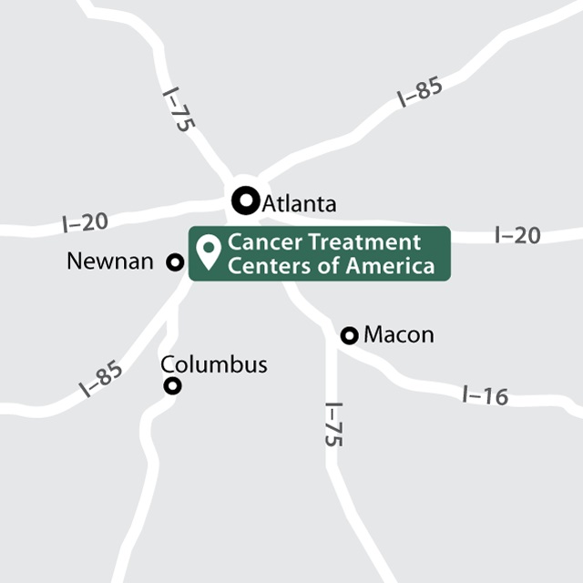 A map showing the location of the Atlanta hospital